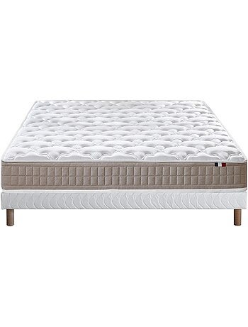 Ensemble matelas latex 100% 3 zones sommier bleu 140x190