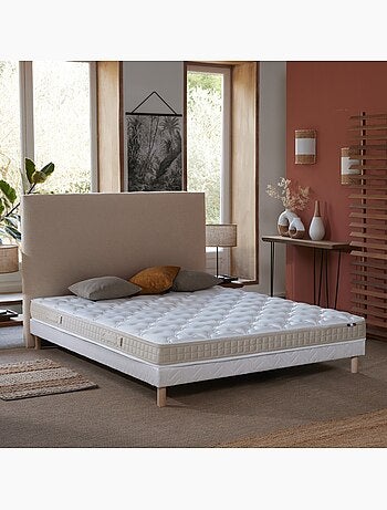 Ensemble matelas latex 100% 3 zones sommier bleu 140x190