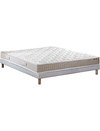 Ensemble matelas latex 100% 3 zones sommier bleu 140x190