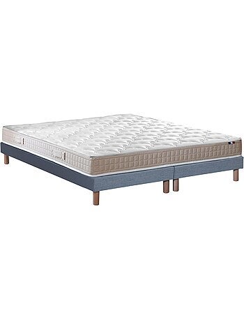 Ensemble matelas latex 100% 3 zones sommier bleu 140x190