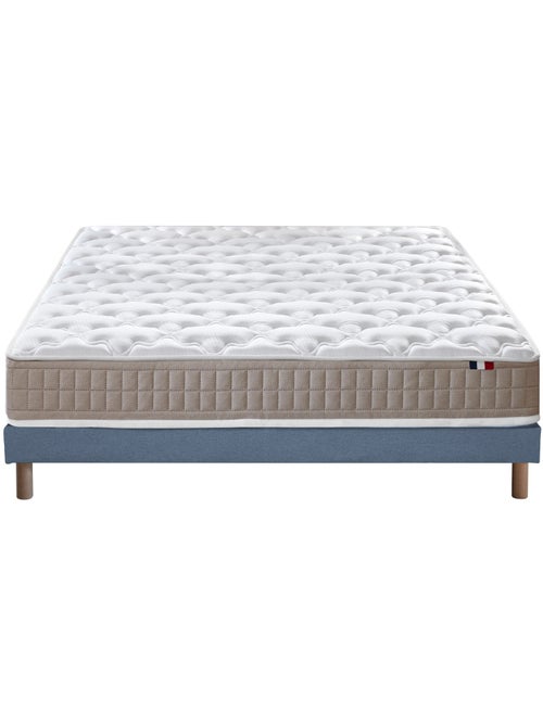 Ensemble matelas latex 100% 3 zones sommier bleu 140x190 - Kiabi