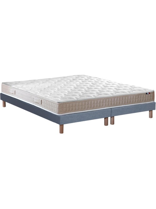 Ensemble matelas latex 100% 3 zones sommier bleu 140x190 - Kiabi