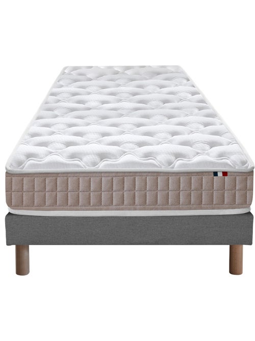 Ensemble matelas latex 100% 3 zones sommier gris chiné 90x190 - Kiabi