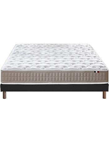 Ensemble matelas latex 100% 3 zones sommier bleu 140x190