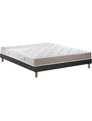 Ensemble matelas latex 100% 3 zones sommier bleu 140x190