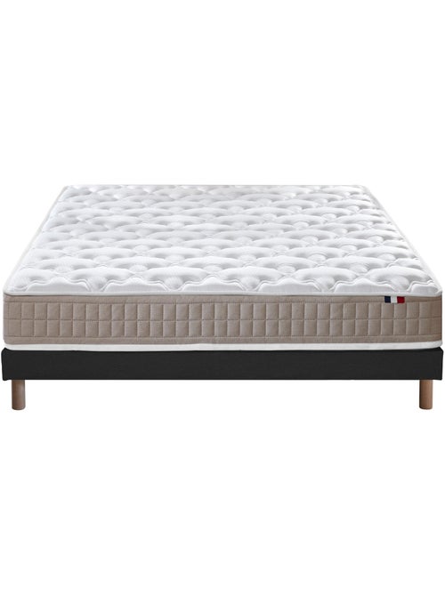Ensemble matelas latex 100% 3 zones sommier noir 140x190 - Kiabi