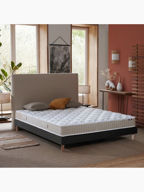 Ensemble matelas latex 100% 3 zones sommier noir 140x190 - Kiabi