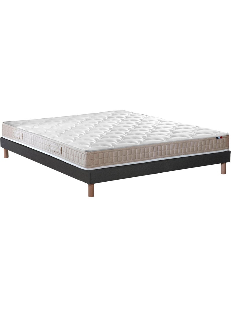 Ensemble matelas latex 100% 3 zones sommier noir 140x190 gris anthracite - Kiabi