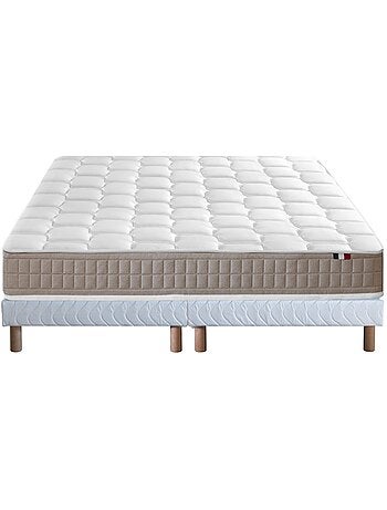 Ensemble matelas latex 100% 5 zones sommier bleu 90x190