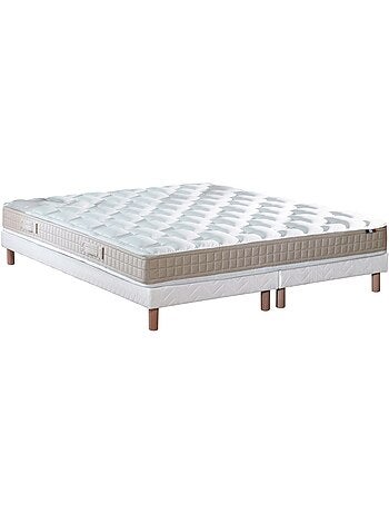 Ensemble matelas latex 100% 5 zones sommier bleu 90x190