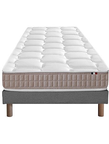 Ensemble matelas latex 100% 5 zones sommier bleu 90x190