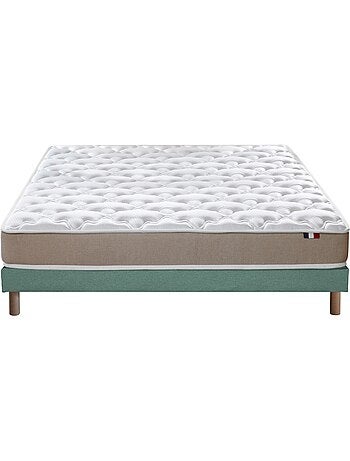 Ensemble matelas mousse latex 3 zones sommier blanc 90x190
