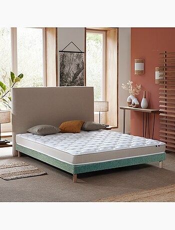 Ensemble matelas mousse latex 3 zones sommier blanc 90x190