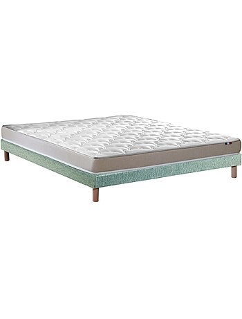 Ensemble matelas mousse latex 3 zones sommier blanc 90x190