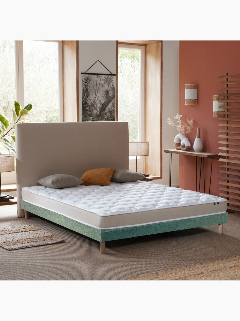 Ensemble matelas latex 3 zones mousse sommier vert 140x190 Blanc Vert - Kiabi