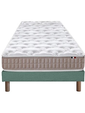 Ensemble matelas latex 100% 3 zones sommier bleu 140x190
