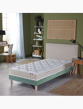 Ensemble matelas latex 100% 3 zones sommier bleu 140x190