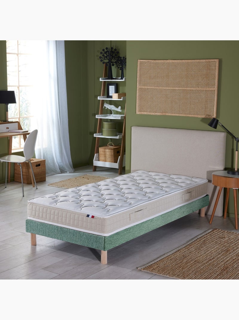 Ensemble matelas latex 3 zones sommier vert céladon 90x190 Blanc Vert - Kiabi
