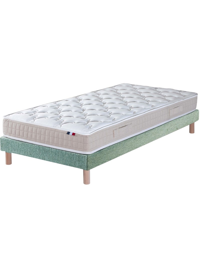 Ensemble matelas latex 3 zones sommier vert céladon 90x190 Blanc Vert - Kiabi