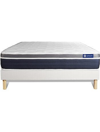 Ensemble Matelas Latex et mémoire de forme et Sommier tapissier en kit Blanc - Actilatex confort