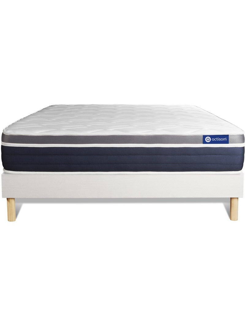 Ensemble Matelas Latex et mémoire de forme et Sommier tapissier en kit Blanc - Actilatex confort Blanc - Kiabi