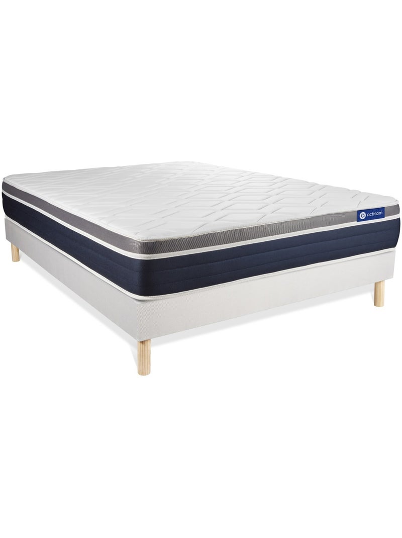 Ensemble Matelas Latex et mémoire de forme et Sommier tapissier en kit Blanc - Actilatex confort Blanc - Kiabi