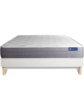 Ensemble Matelas Latex et mémoire de forme et Sommier tapissier en kit Blanc - Actilatex dream