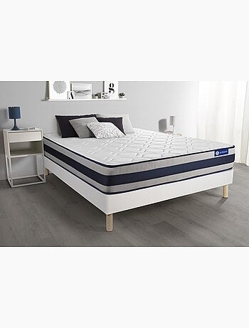Ensemble Matelas Latex et mémoire de forme et Sommier tapissier en kit Blanc - Actilatex ergo