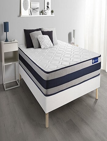 Ensemble Matelas Latex et mémoire de forme et Sommier tapissier en kit Blanc - Actilatex ergo