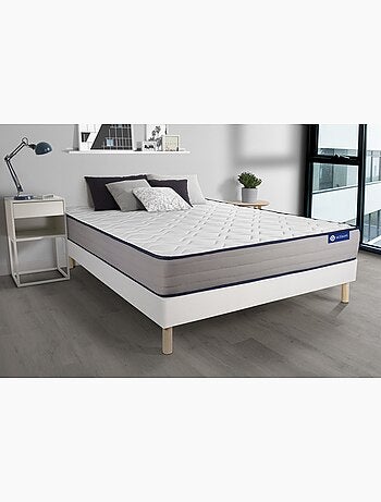 Ensemble Matelas Latex et mémoire de forme et Sommier tapissier en kit Blanc - Actilatex form