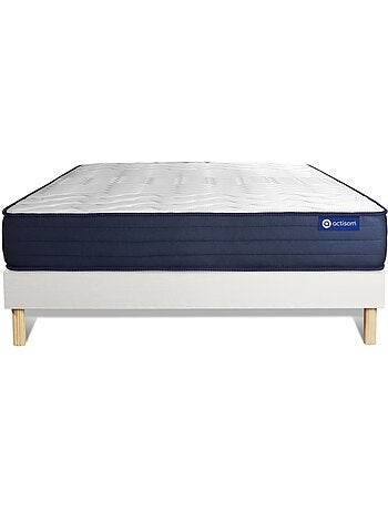Ensemble Matelas Latex et mémoire de forme et Sommier tapissier en kit Blanc - Actilatex life