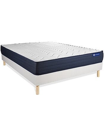 Ensemble Matelas Latex et mémoire de forme et Sommier tapissier en kit Blanc - Actilatex life