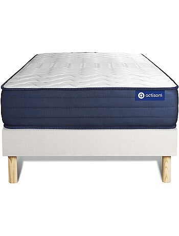Ensemble Matelas Latex et mémoire de forme et Sommier tapissier en kit Gris - Actilatex life