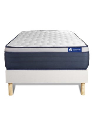 Ensemble Matelas Latex et mémoire de forme et Sommier tapissier en kit Blanc - Actilatex max