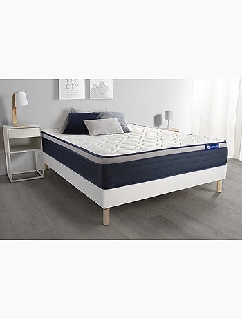 Ensemble Matelas Latex et mémoire de forme et Sommier tapissier en kit Blanc - Actilatex max