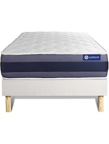 Ensemble Matelas Latex et mémoire de forme et Sommier tapissier en kit Gris - Actilatex morpho