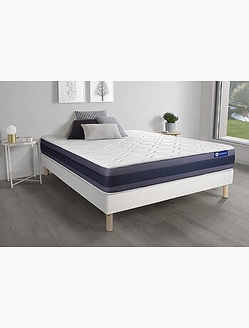 Ensemble Matelas Latex et mémoire de forme et Sommier tapissier en kit Blanc - Actilatex morpho
