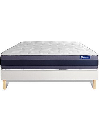 Ensemble Matelas Latex et mémoire de forme et Sommier tapissier en kit Blanc - Actilatex morpho