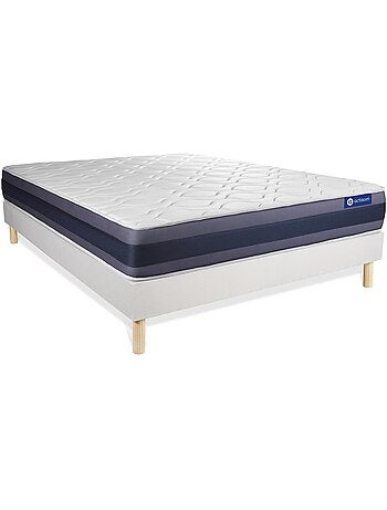 Ensemble Matelas Latex et mémoire de forme et Sommier tapissier en kit Blanc - Actilatex morpho