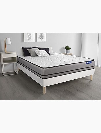 Ensemble Matelas Latex et mémoire de forme et Sommier tapissier en kit Blanc - Actilatex night
