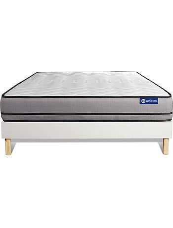 Ensemble Matelas Latex et mémoire de forme et Sommier tapissier en kit Blanc - Actilatex night