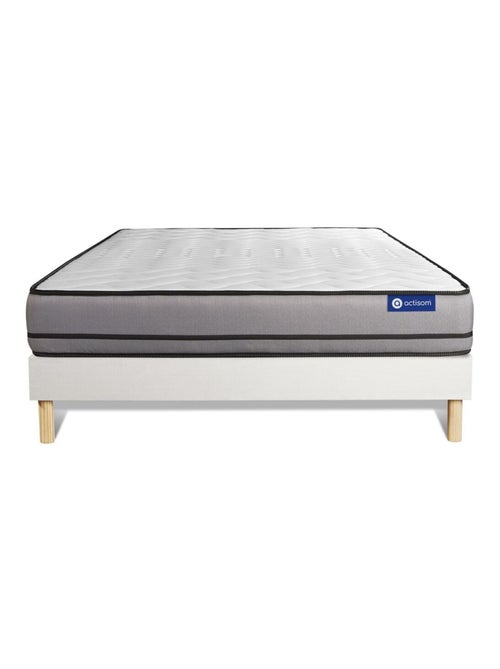 Ensemble Matelas Latex et mémoire de forme et Sommier tapissier en kit Blanc - Actilatex night - Kiabi
