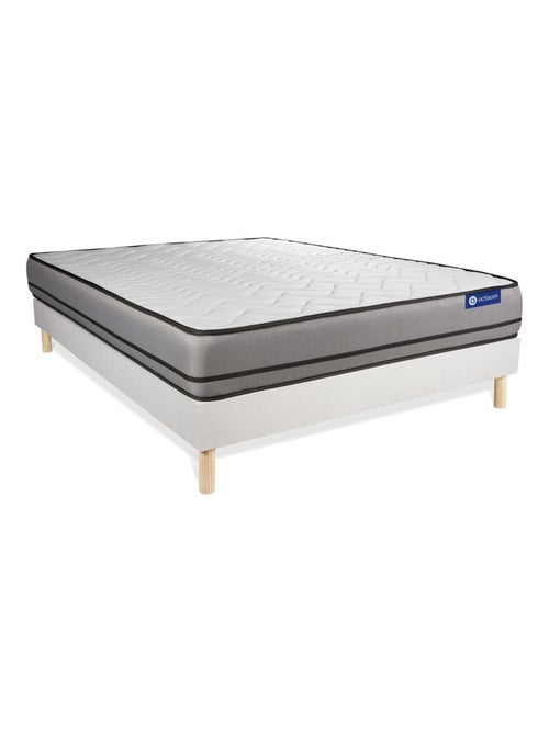 Ensemble Matelas Latex et mémoire de forme et Sommier tapissier en kit Blanc - Actilatex night - Kiabi