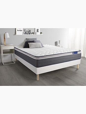 Ensemble Matelas Latex et mémoire de forme et Sommier tapissier en kit Blanc - Actilatex plus