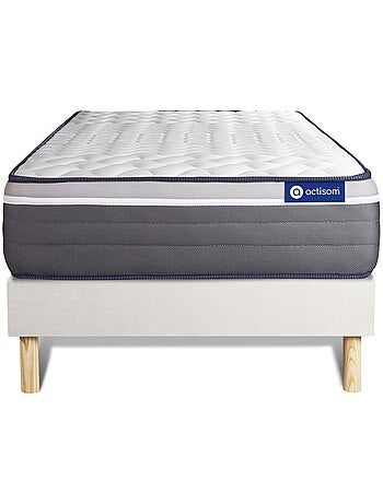 Ensemble Matelas Latex et mémoire de forme et Sommier tapissier en kit Blanc - Actilatex plus