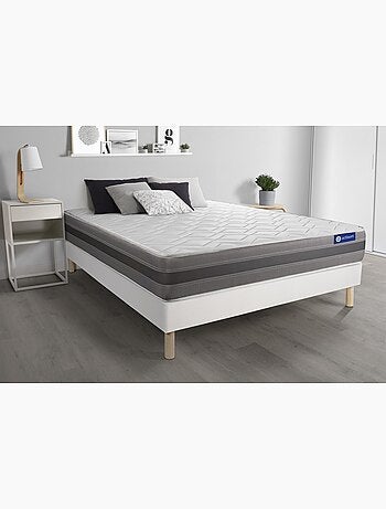 Ensemble Matelas Latex et mémoire de forme et Sommier tapissier en kit Blanc - Actilatex relax