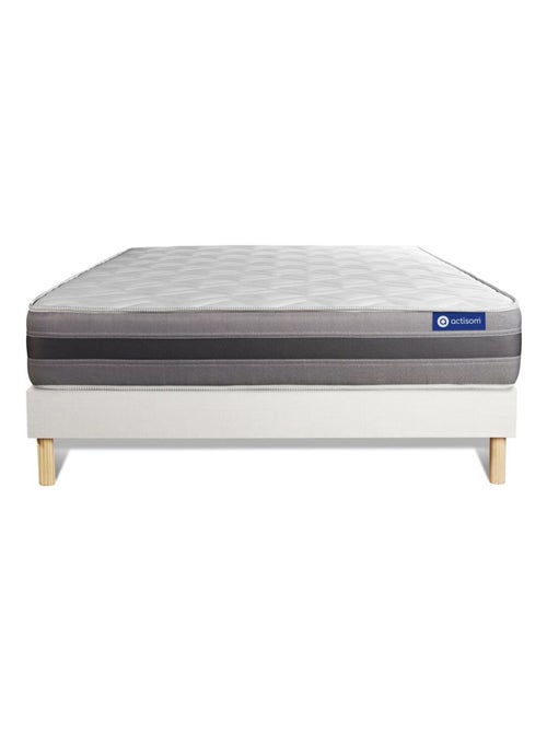 Ensemble Matelas Latex et mémoire de forme et Sommier tapissier en kit Blanc - Actilatex relax - Kiabi