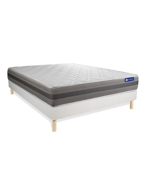 Ensemble Matelas Latex et mémoire de forme et Sommier tapissier en kit Blanc - Actilatex relax - Kiabi