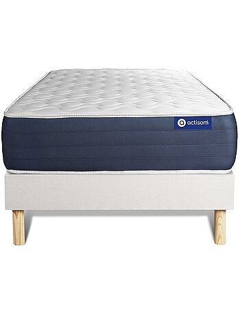 Ensemble Matelas Latex et mémoire de forme et Sommier tapissier en kit Gris - Actilatex sleep