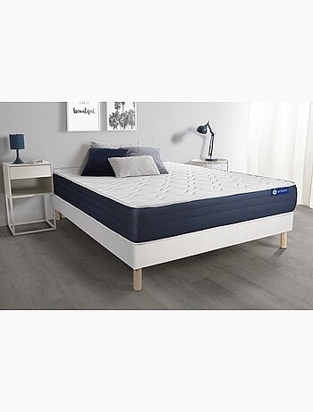 Ensemble Matelas Latex et mémoire de forme et Sommier tapissier en kit Blanc - Actilatex sleep